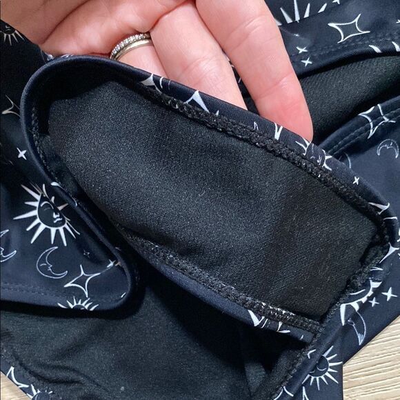 Cyn & Luca M Sun Moon Star Zip Front One-Piece Swimsuit Black Celestial‎ Print - Picture 6 of 12